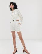Asos Design Broderie Suit Shorts-cream