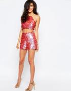 Asos Night Shorts In Pink Disc Sequins - Pink