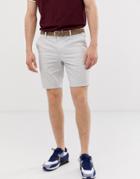 River Island Belted Chino Shorts In Stone - Stone