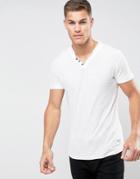 Tom Tailor T-shirt With Split Henley Neck - White