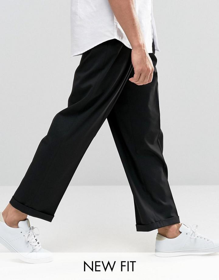 Asos Wide Leg Smart Pants In Black - Black
