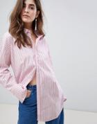Gestuz Amatie Stripe Asymmetric Shirt - Pink