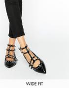 Asos Looking Good Wide Fit Studded Ballet Flats - Black