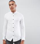 Asos Design Tall Skinny Viscose Shirt In White - White