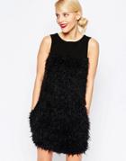 Love Moschino Fur Paneled Dress - Black