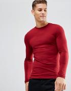 Asos Extreme Fitted Fit Long Sleeve T-shirt With Crew Neck - Red