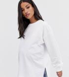 Asos Design Maternity Super Oversized Lightweight Sweat With Side Splits In White