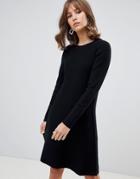 Vero Moda Knitted Swing Midi Sweater Dress In Black