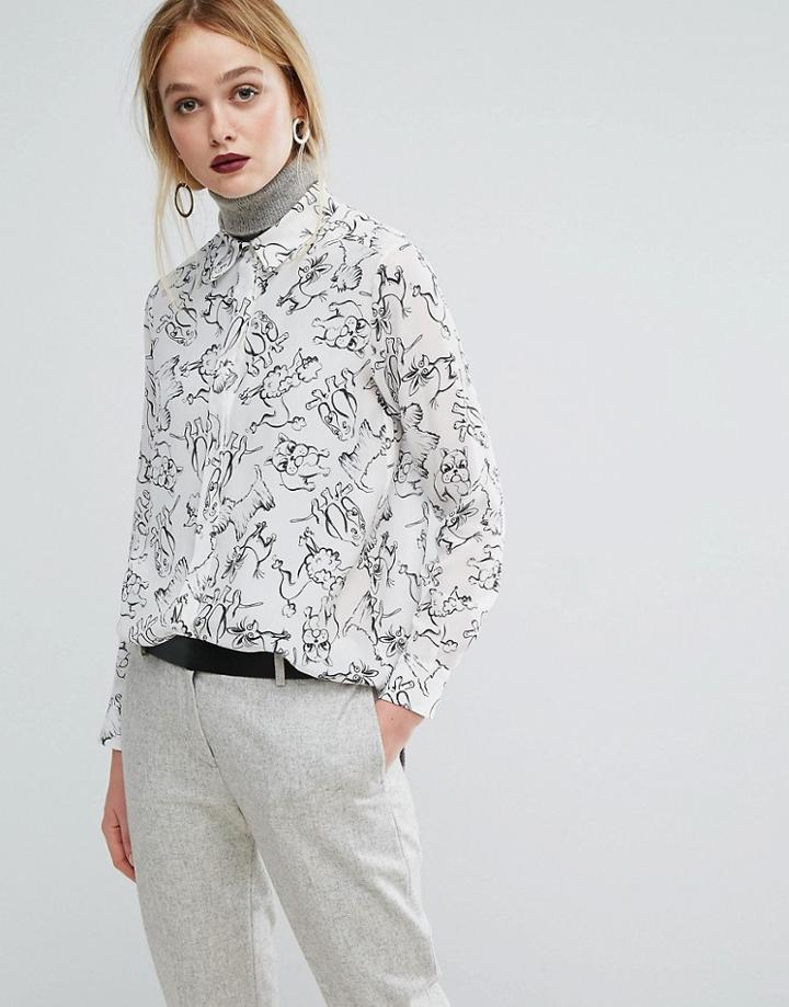 Sportmax Code Dog Print Shirt - White