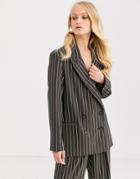 Asos Design Oversized Dad Suit Blazer In Pinstripe-multi