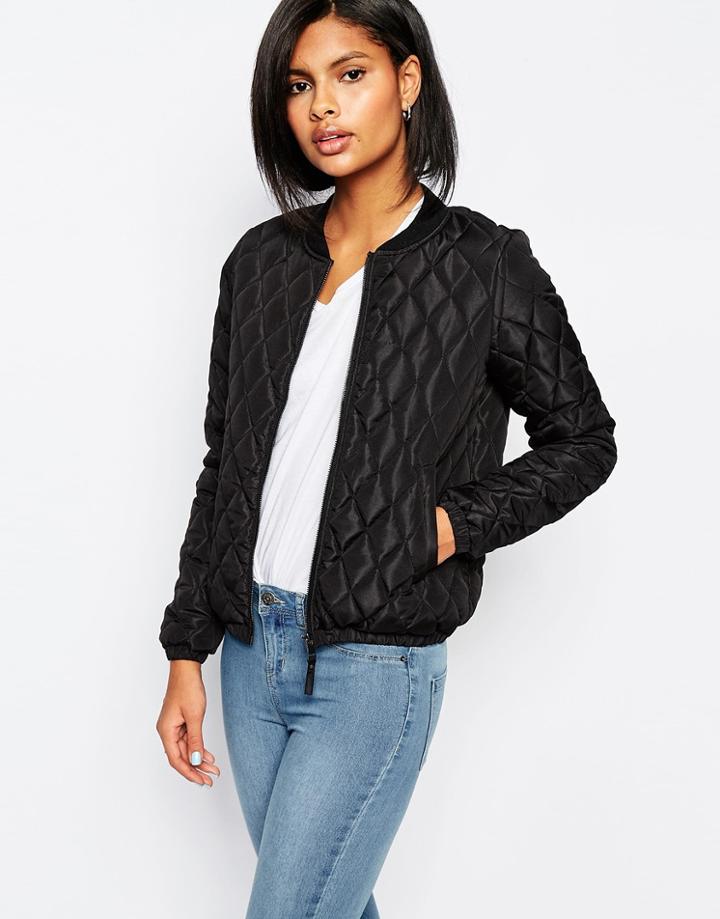 Vero Moda Quilted Bomber Jacket - Black