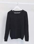 Vero Moda Round Neck Sweater In Dark Gray-grey