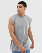 Asos Design Oversized Longline Sleeveless T-shirt In Gray Marl