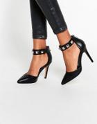 Aldo Stud Detail Ankle Strap Heeled Shoes - Black