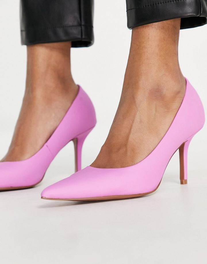 Asos Design Salary Mid Heeled Pumps In Pink