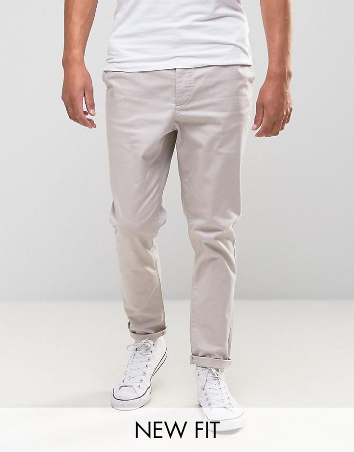 Asos Tapered Chinos In Gray - Gray