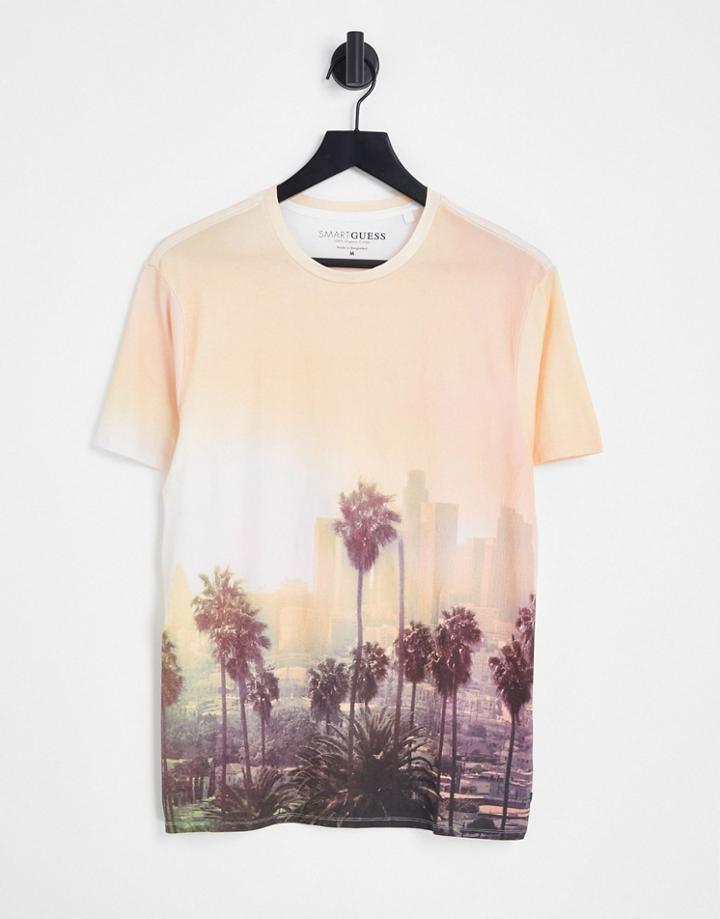 Guess T-shirt In Scenic Palm Tree Print-multi