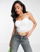 Parisian Ruched Bust Cup Crop Top In White