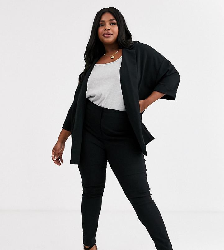 Asos Design Curve High Waist Pants In Skinny Fit-black