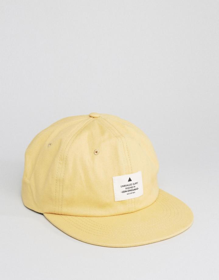 Asos Vintage Baseball Cap In Yellow With Patch - Yellow