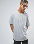 Asos Oversized T-shirt With Baseball Styling In Gray Marl - Gray