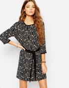 Suncoo Printed Day Dress With Tie Waist - 05 Nude