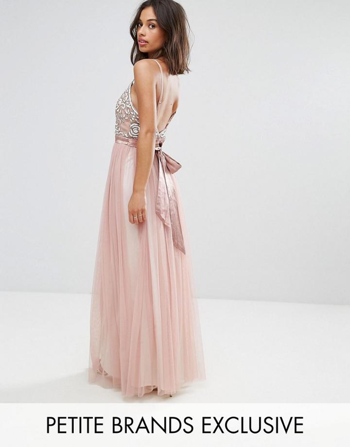Maya Petite Cami Strap Bow Back Embellished Maxi Dress - Pink