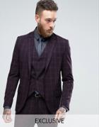 Only & Sons Skinny Suit Jacket In Check - Navy