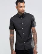 Asos Skinny Shirt In Mid Gray With Short Sleeves - Mid Gray