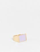 Designb Lilac Enamel Signet Ring In Gold