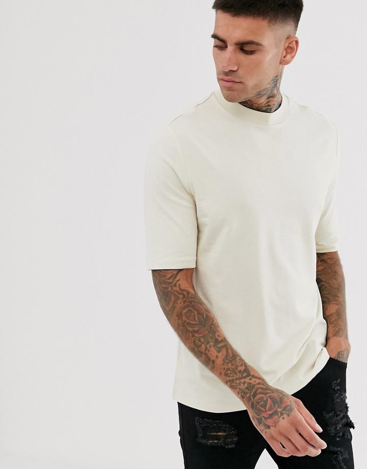 Asos Design Organic Smart Slim Fit T-shirt In Beige - Beige