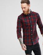 Asos Skinny Plaid Check Shirt In Red - Red