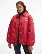Tommy Jeans Nylon Collegiate Logo Jacket In Red