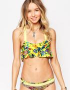 Maaji Ruffle Front Multi Strap Bikini Top - Yellow Multi