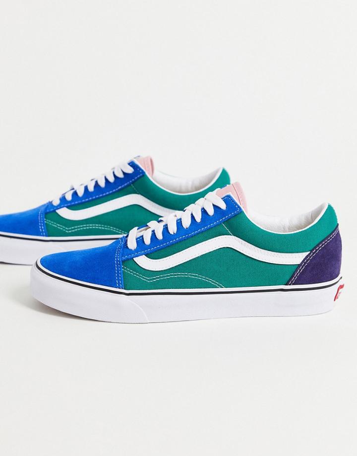 Vans Old Skool Retro Court Sneakers In Blue/green-multi