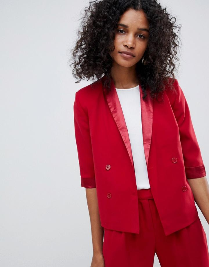 Unique 21 Cropped Tuxe Blazer - Red