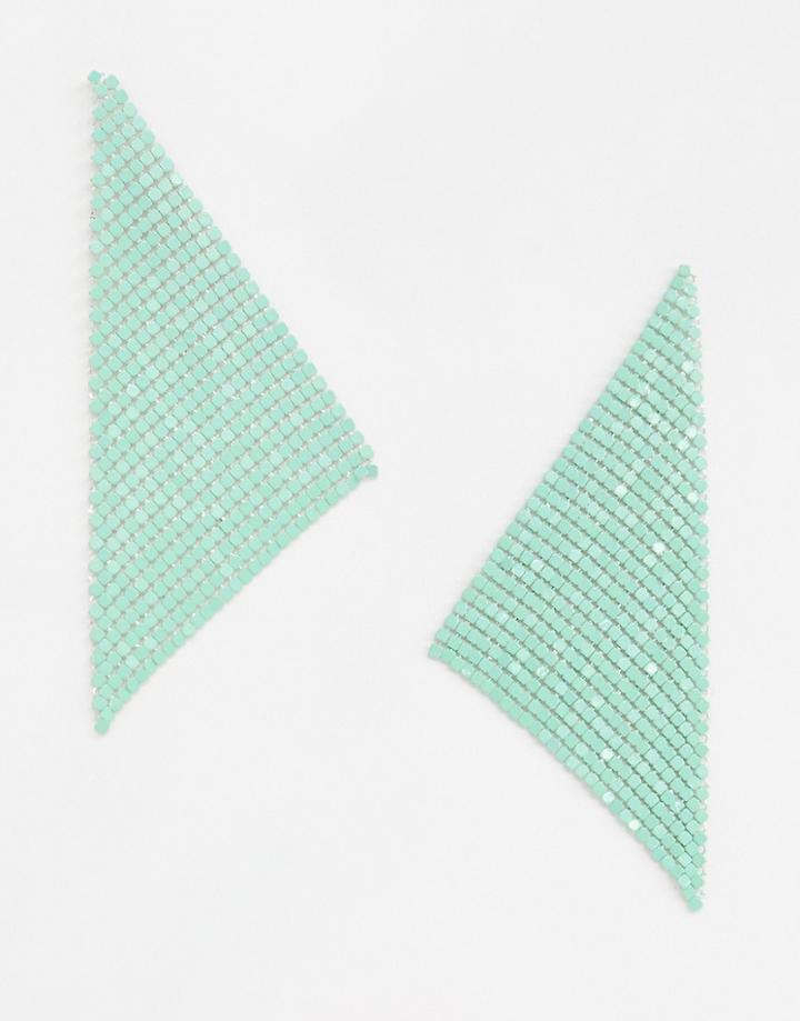 Asos Design Earrings In Pastel Chainmail Drop In Silver - Silver