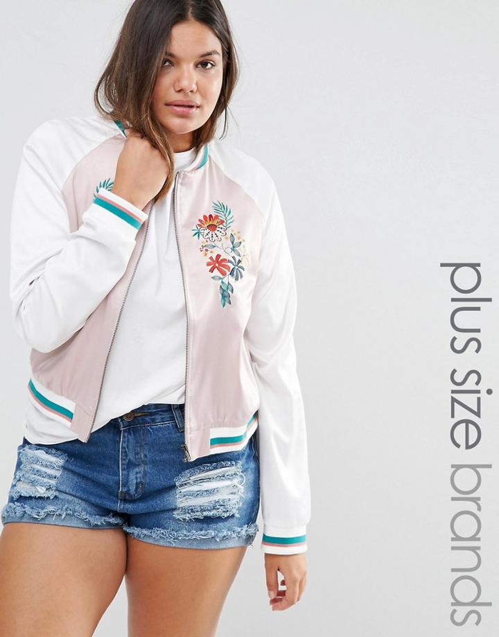 Alice & You Embroidered Bomber Jacket - Pink