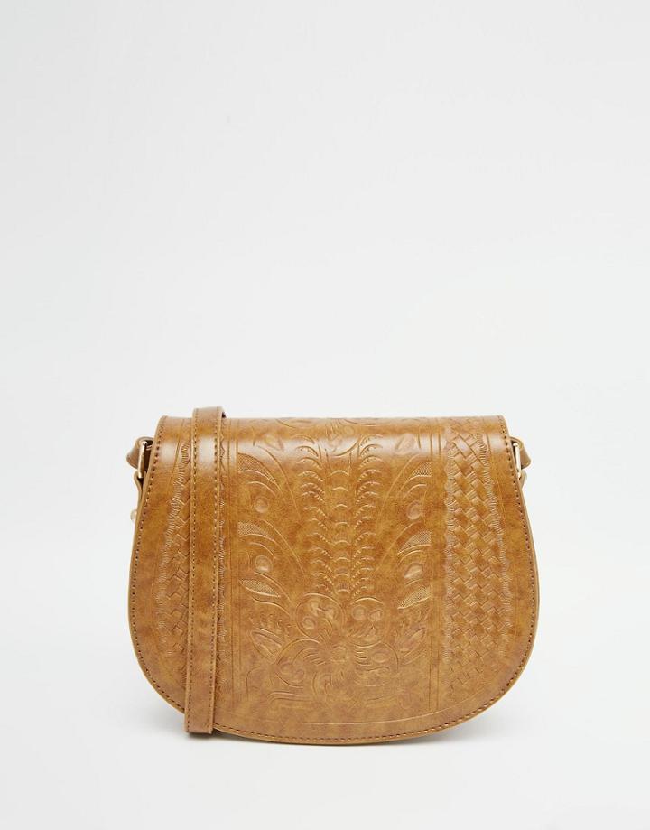 Yoki Fashion Saddle Bag With Etched Detail - Olive