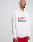 Asos Design Oversized Hoodie With Nasa Text Print In White - White
