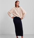 Pieces Maternity Knitted Midi Skirt In Dark Blue - Part Of A Set-navy