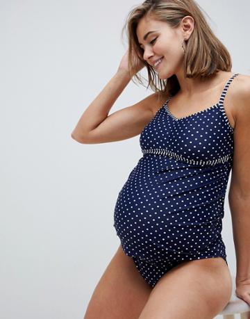 Unique 21 Maternity Polka Dot Tankini - Navy