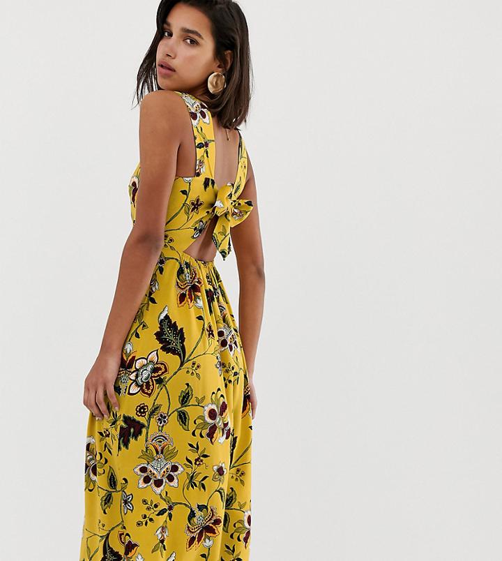 Warehouse Midi Dress In Yellow Paisley Print - Yellow