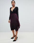 Yas Midi Wrap Skirt In Flocked Velvet-multi