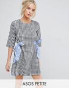 Asos Petite Gingham Shift Dress With Bow Details - Multi