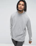 Asos Relaxed Long Sleeve Raglan T-shirt With High Neck In Gray - Gray