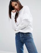 Missguided Frill Sleeve Sweatshirt - White