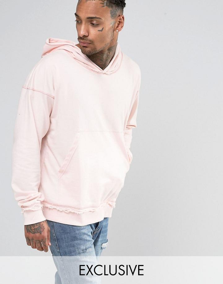 Other Uk Oversized Hoodie With Raw Edges - Pink