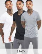 Diesel V-neck T-shirt In 3 Pack - Multi