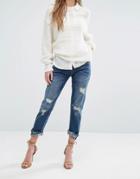 Blank Nyc Crop Girlfriend Jean With Raw Hems And Rips - Blue